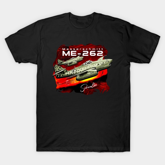 Messerschmitt ME-262 Luftwaffe Vintage Fighter Aircraft T-Shirt by aeroloversclothing